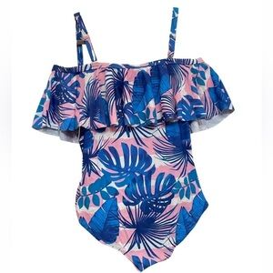 PatPat Floral One piece Swimsuit Size M Ruffles Tummy control